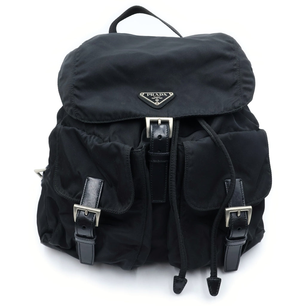 PRADA(プラダ) トライアングルロゴプレート テスート バックパック リュックサック ナイロン B2811F シルバー金具 レディース