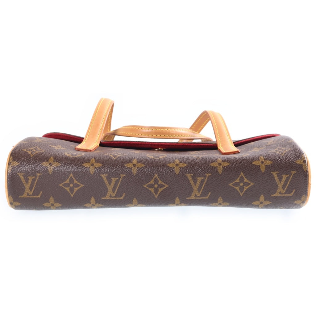LOUIS VUITTON(ルイヴィトン) モノグラム ソナチネ ハンドバッグ ブラウン レザー×PVC M51902 ゴールド金具 レディース