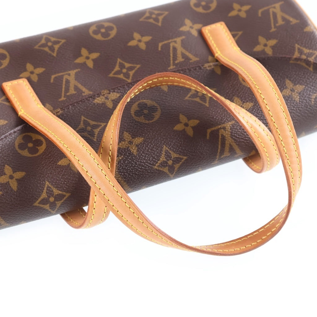 LOUIS VUITTON(ルイヴィトン) モノグラム ソナチネ ハンドバッグ ブラウン レザー×PVC M51902 ゴールド金具 レディース