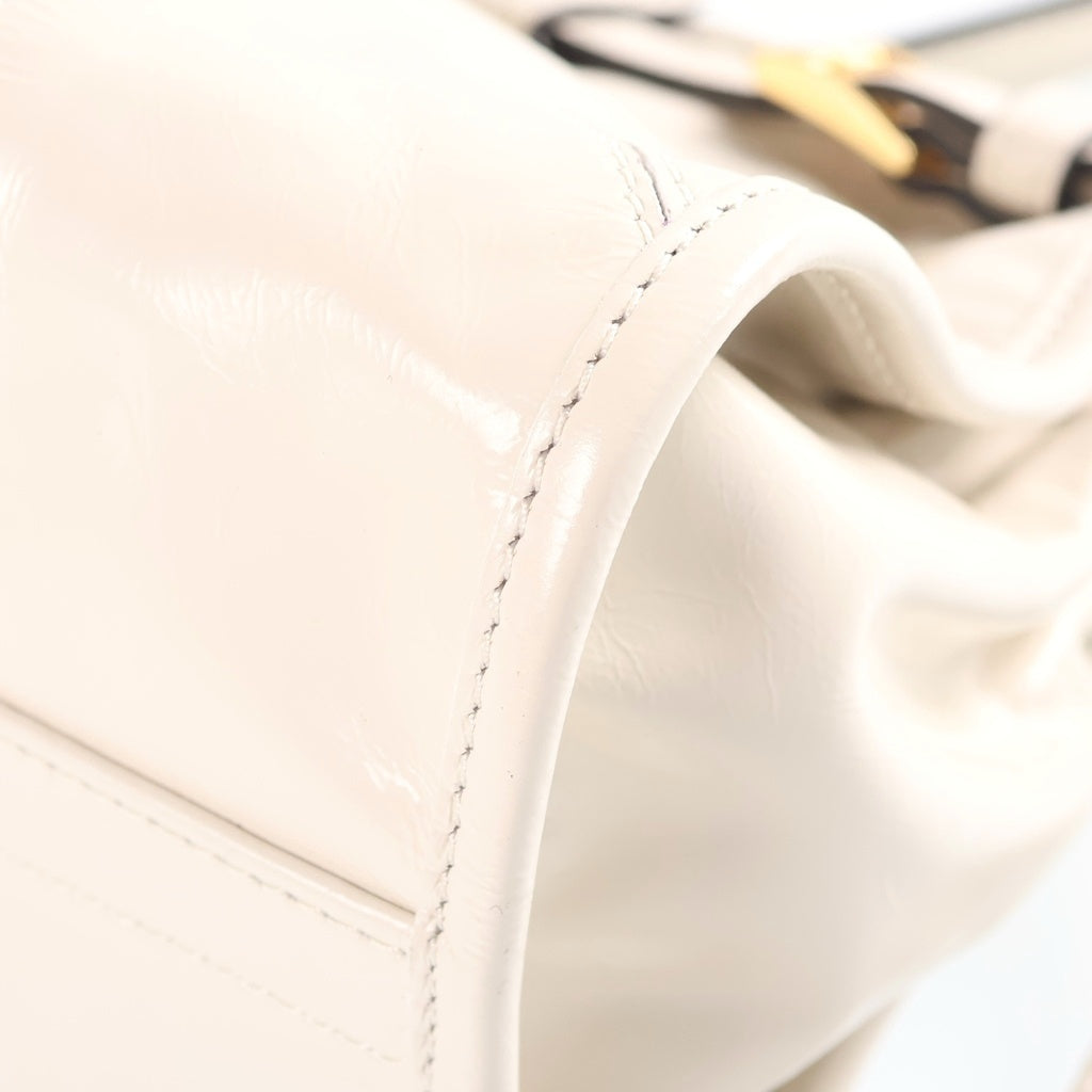 PRADA(プラダ) ボニー ミディアム 2WAYショルダーバッグ ハンドバッグ ホワイト レザー 1BA426 ゴールド金具 レディース