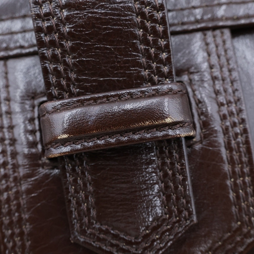 YVES SAINT LAURENT(イヴサンローラン) レザー ショルダーバッグ ブラウン レディース
