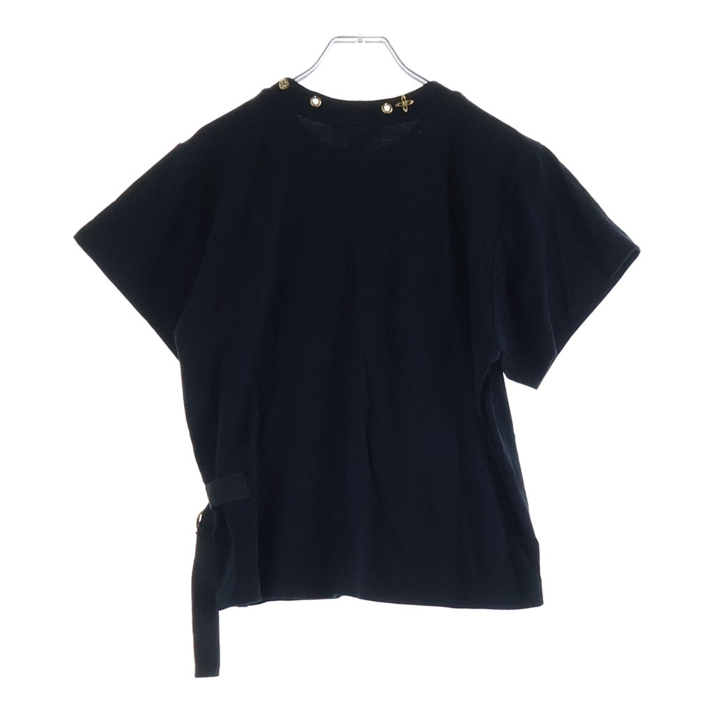 LOUIS VUITTON(ルイヴィトン) 19SS サイドストラップ Tシャツ カットソー 半袖 コットン ブラック RW191W JG2 FGTS03