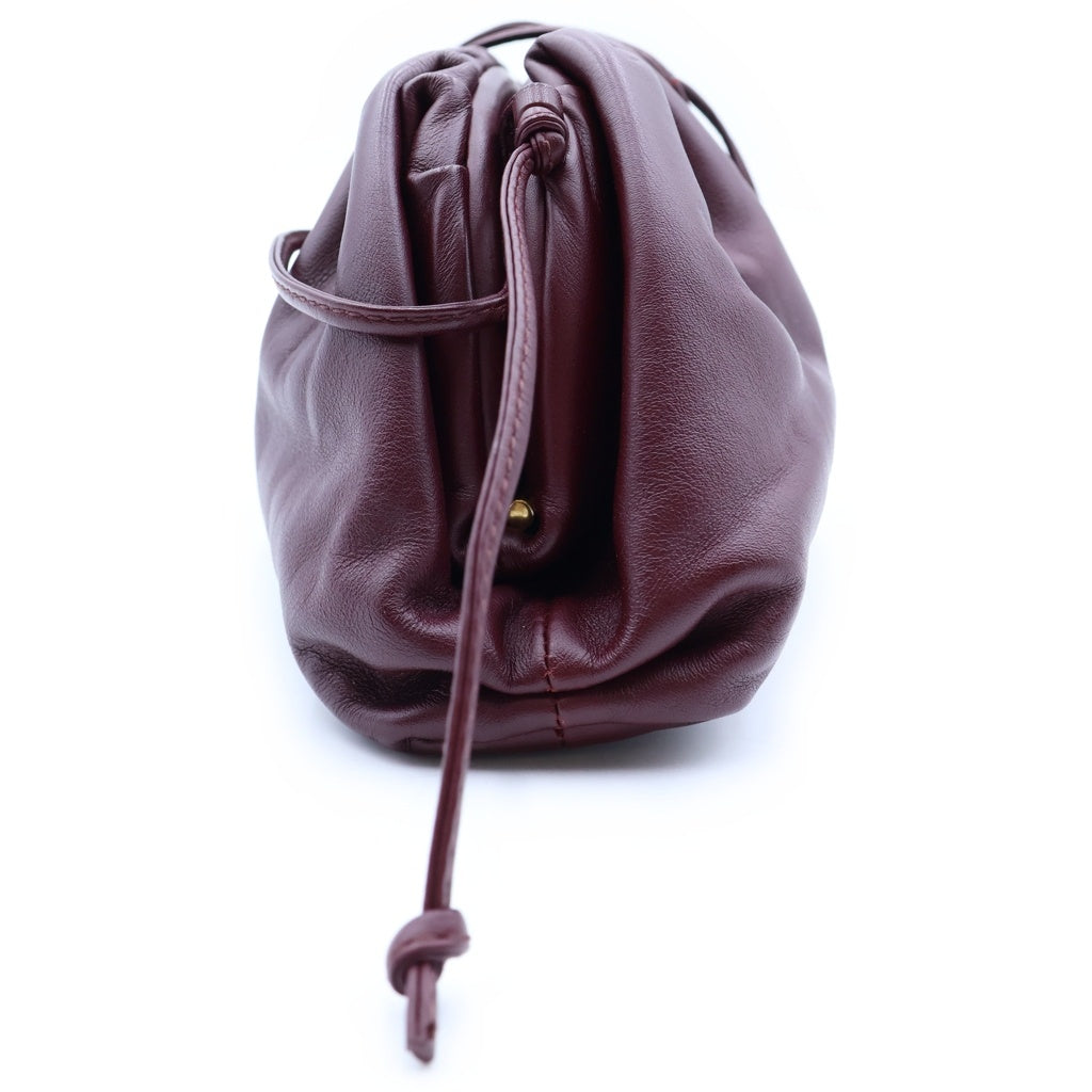 BOTTEGA VENETA(ボッテガヴェネタ) がま口 ミニショルダーバッグ ボルドー ワインレッド レザー レディース