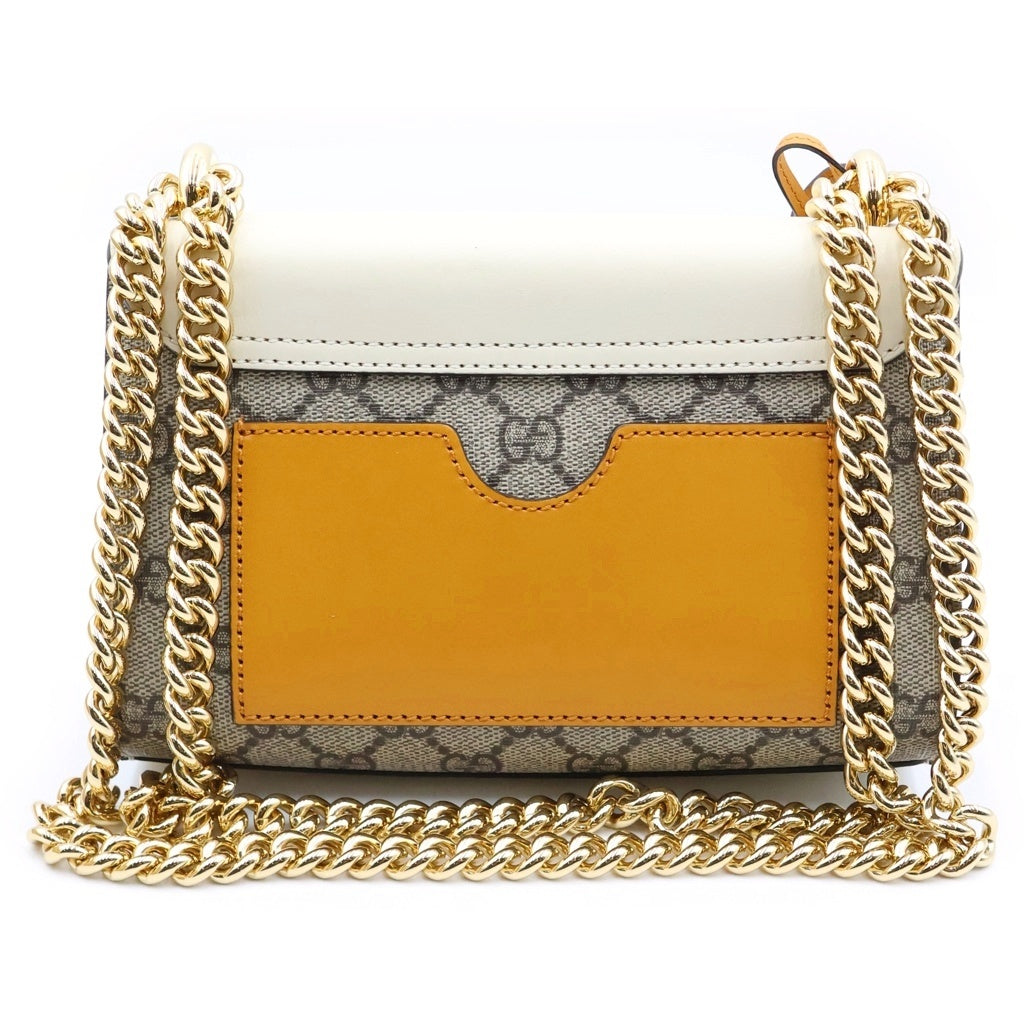 GUCCI(グッチ) GG パドロック ショルダーバッグ ベージュ×アイボリー×オレンジ PVC×レザー 409487 レディース
