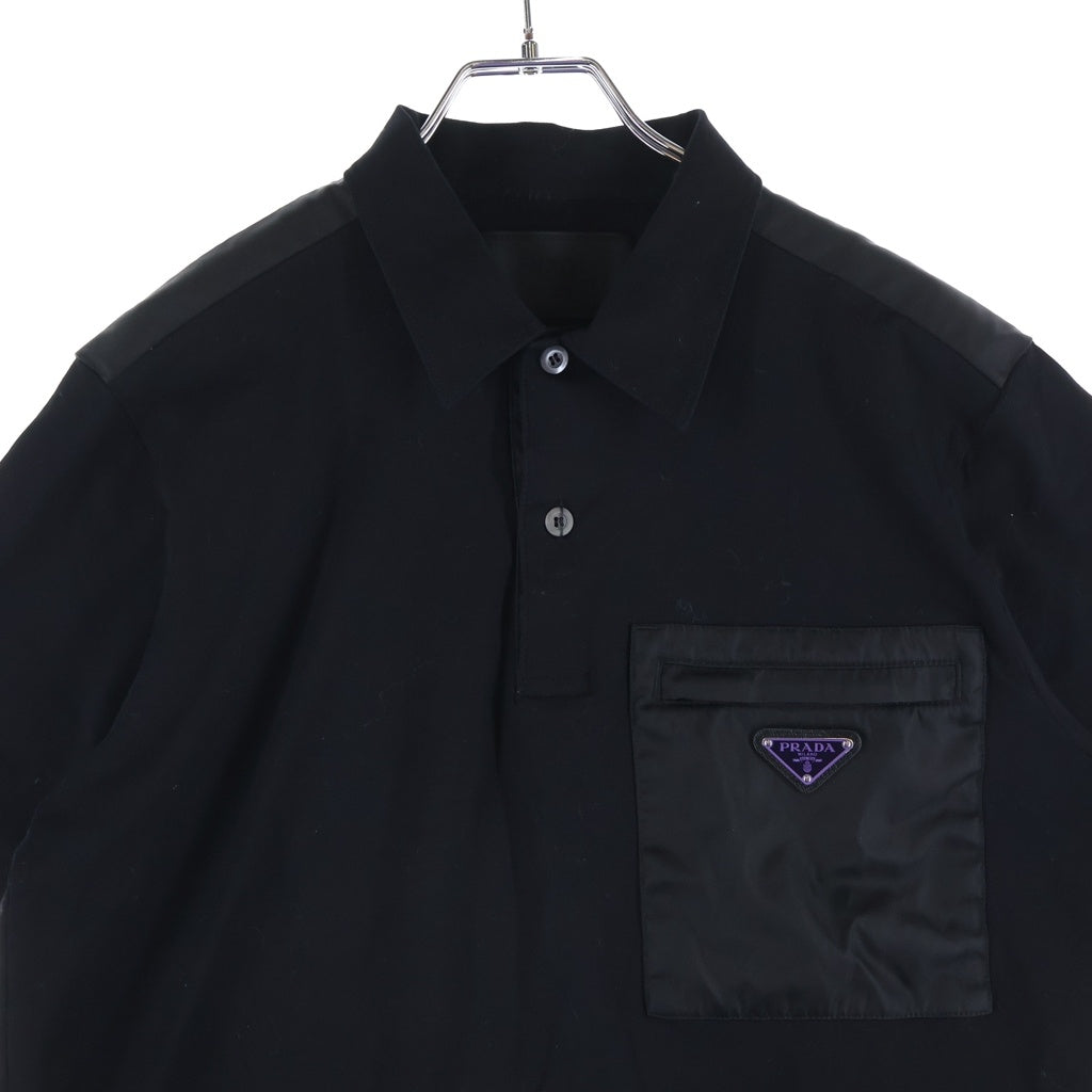 PRADA(プラダ) Re-Nylon フロントポケットポロシャツ ブラック #M CN 180/96 A レディース