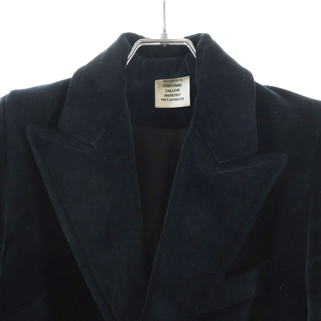 VETEMENTS(ヴェトモン) 16AW Velvet Blazer tailored jacket ヴェルデッド ブレザー テーラードジャケット ブラック WF17JA1
