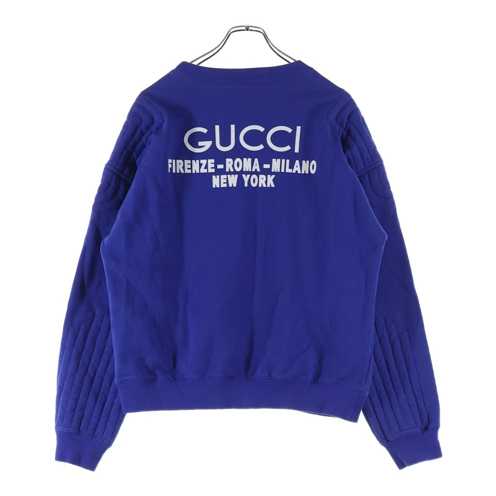GUCCI(グッチ) バックロゴ シティ プリント クルーネック スウェット ブルー761595 XJFY3