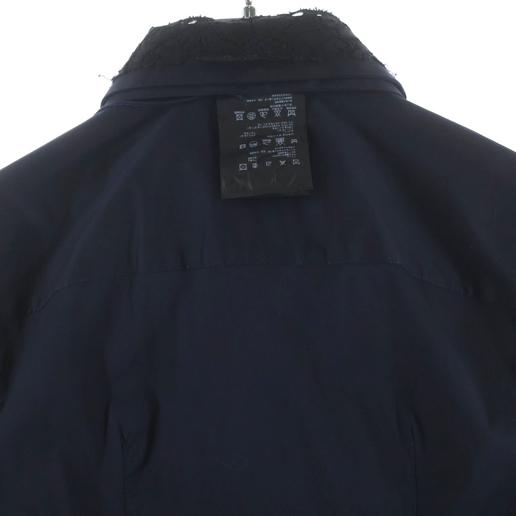 PRADA(プラダ) レース襟付き ストレッチ 長袖シャツ ネイビー レディース DNA463
