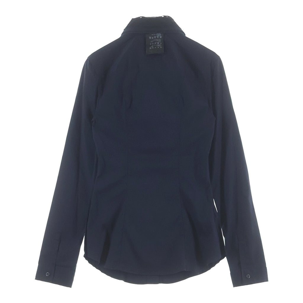 PRADA(プラダ) レース襟付き ストレッチ 長袖シャツ ネイビー レディース DNA463