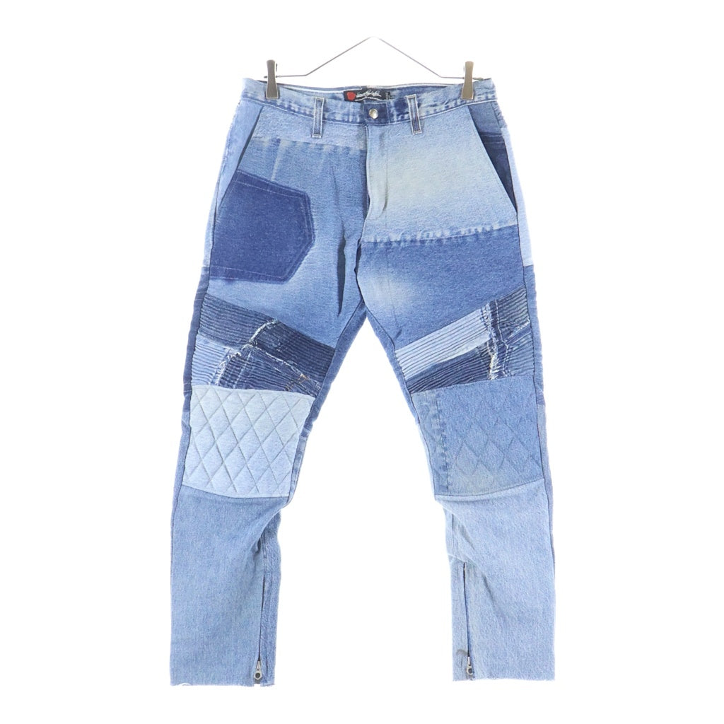 SEVESKIG(セヴシグ) 19AW VINTAGE UPCYCLE MOTO PANTS ヴィンテージアップサイクル パッチワーク ジップフライ モトデニムパンツ インディゴ PT-SV-KA-1002