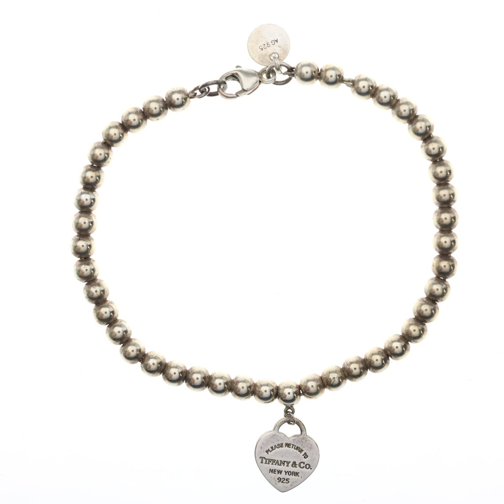 TIFFANY & Co.(ティファニー) リターントゥ ハートタグ ビーズ ブレスレット シルバー×ティファニーブルー Ag925 レディース