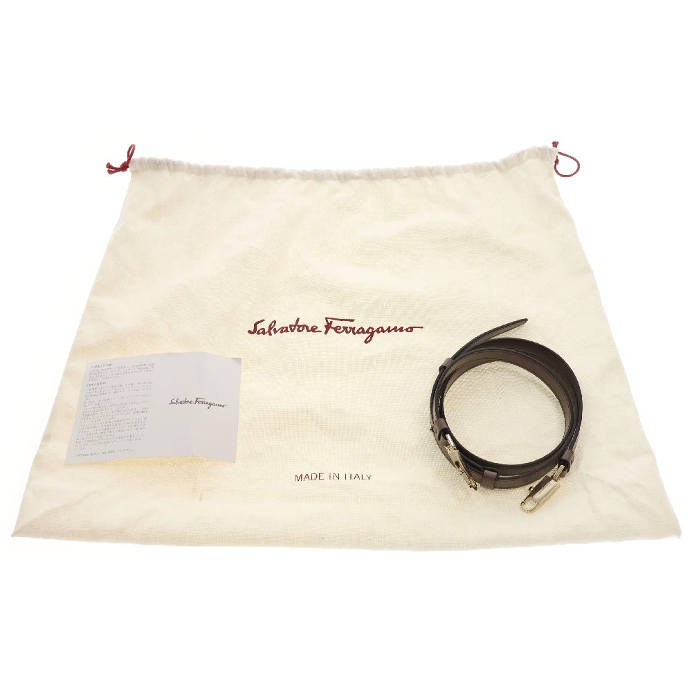 Salvatore Ferragamo(サルヴァトーレ フェラガモ) ガンチーニ 2WAYバッグ ショルダーバッグ ハンドバッグ ブラウン レザー BW-215677