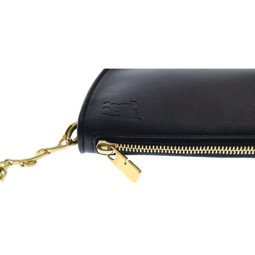 BURBERRY(バーバリー) チェーン ショルダーバッグ 斜め掛け ポシェット ゴールド金具 ブラック レザー