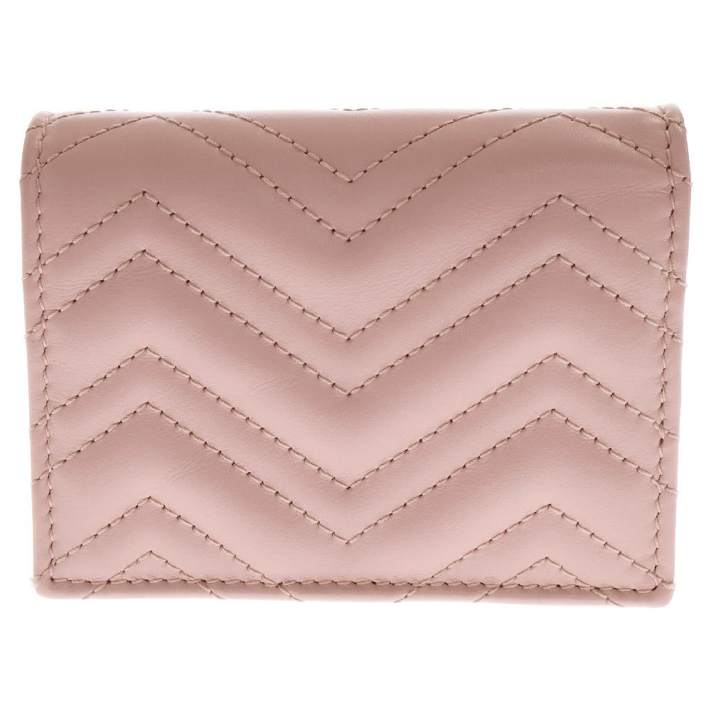 GUCCI(グッチ) GGマーモント コンパクトウォレット ピンク レザー 三つ折り財布 コインケース 466492
