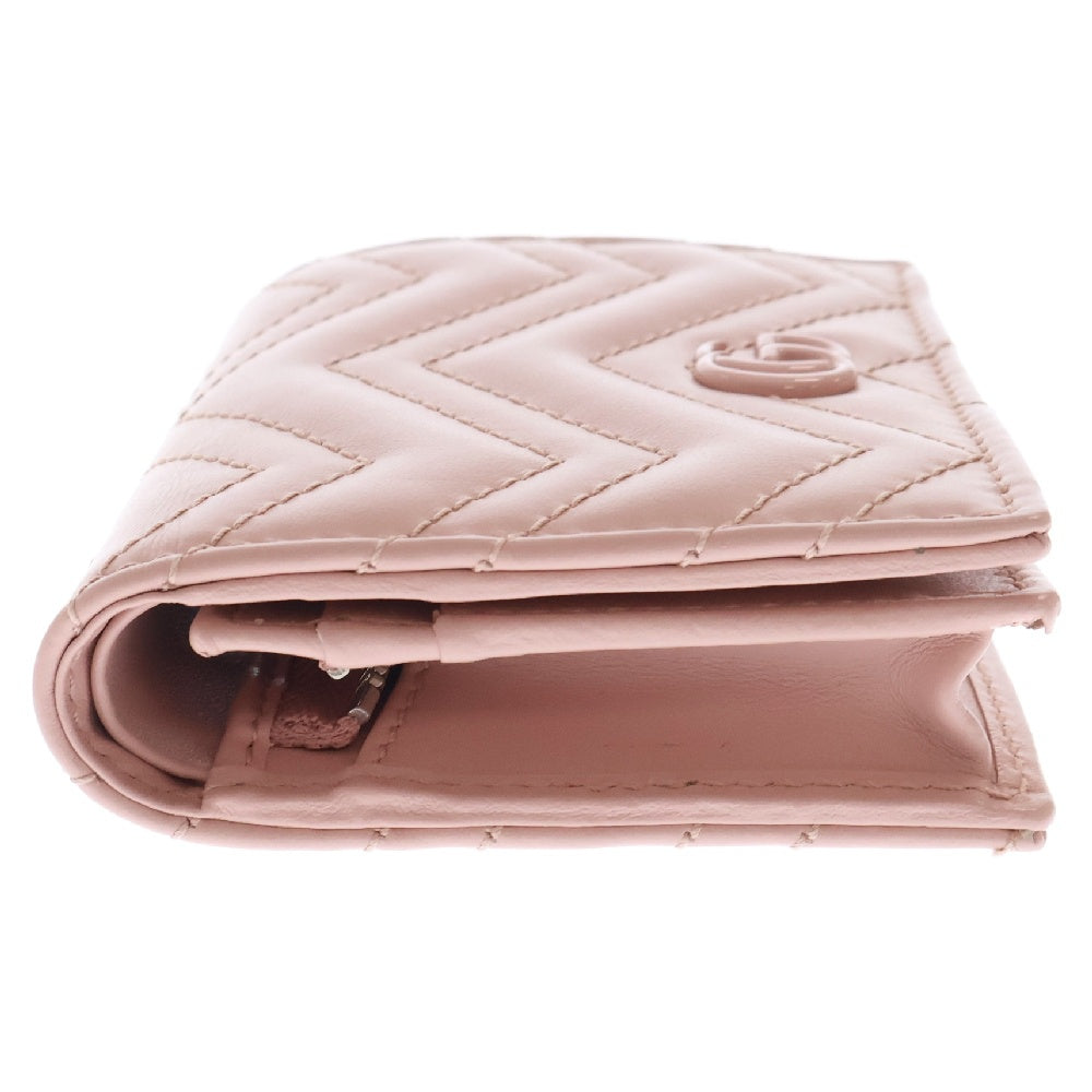 GUCCI(グッチ) GGマーモント コンパクトウォレット ピンク レザー 三つ折り財布 コインケース 466492