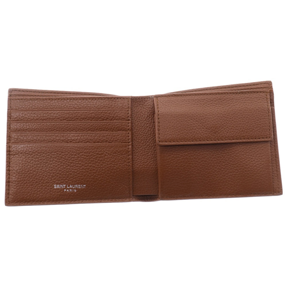 SAINT LAURENT PARIS(サンローランパリ) カサンドラ シャドウ イースト ウエストウォレット ブラウン レザー 687104 コンパクトウォレット 二つ折り財布