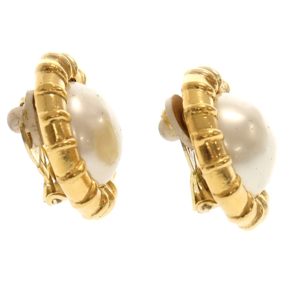 CHANEL(シャネル) フェイクパール イヤリング GP ゴールド×ホワイト アクセサリー ヴィンテージ