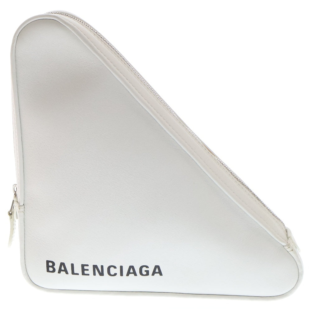 BALENCIAGA(バレンシアガ) トライアングル セカンドバック ホワイト クラッチバッグ ポーチ レザー 476976