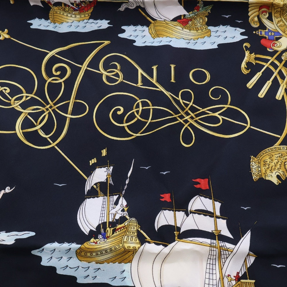 HERMES(エルメス) カレ90 VOILES DE LUMIERE 光の帆船 スカーフ ブラック スカーフ シルク