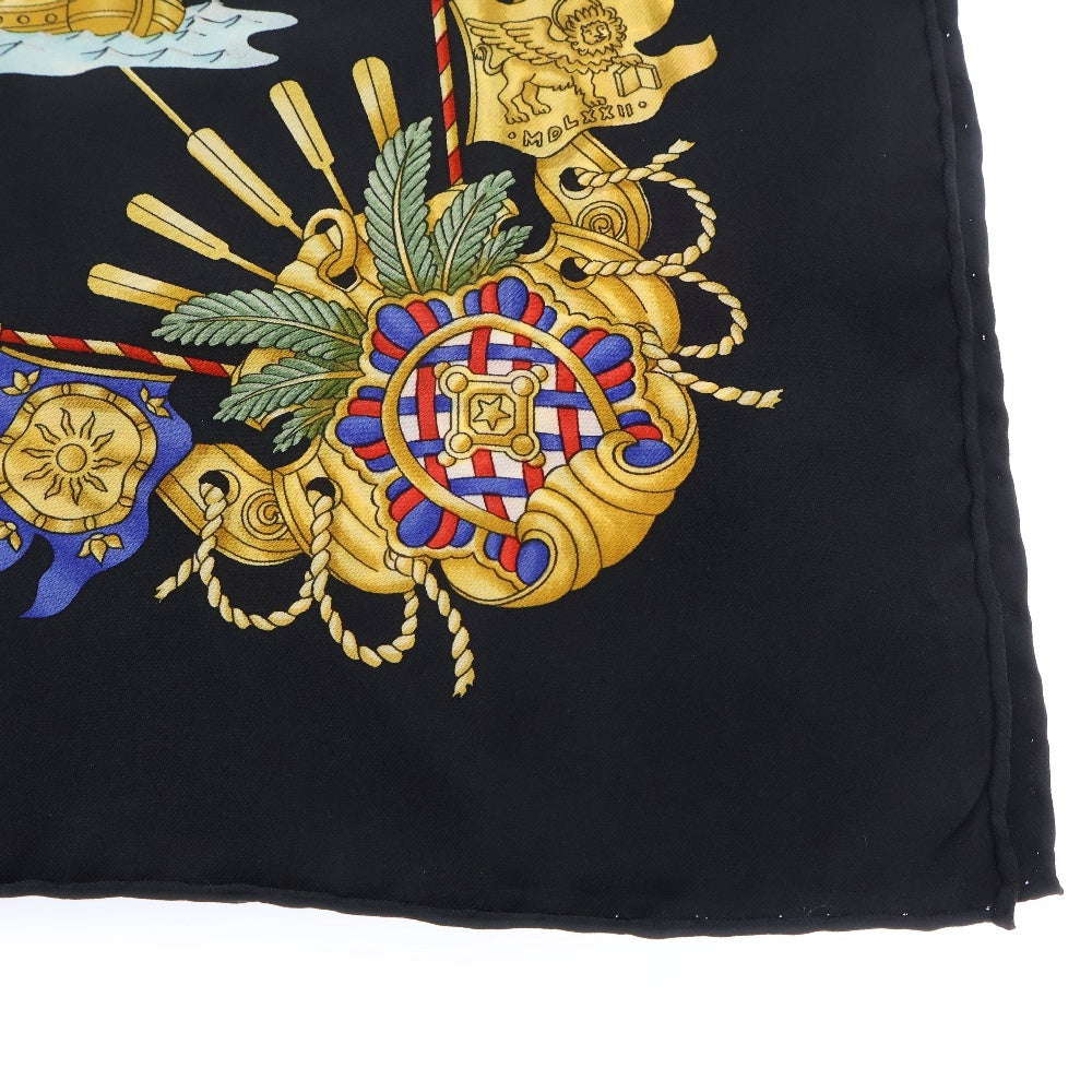 HERMES(エルメス) カレ90 VOILES DE LUMIERE 光の帆船 スカーフ ブラック スカーフ シルク