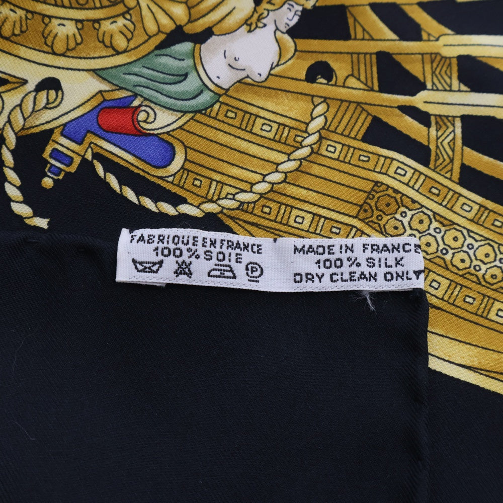 HERMES(エルメス) カレ90 VOILES DE LUMIERE 光の帆船 スカーフ ブラック スカーフ シルク