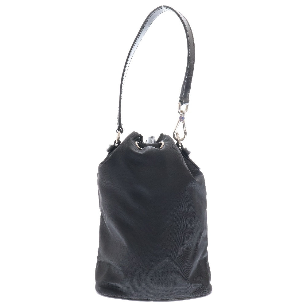 PRADA(プラダ) テスート レザービッグロゴナイロン巾着ハンドバッグ ブラック