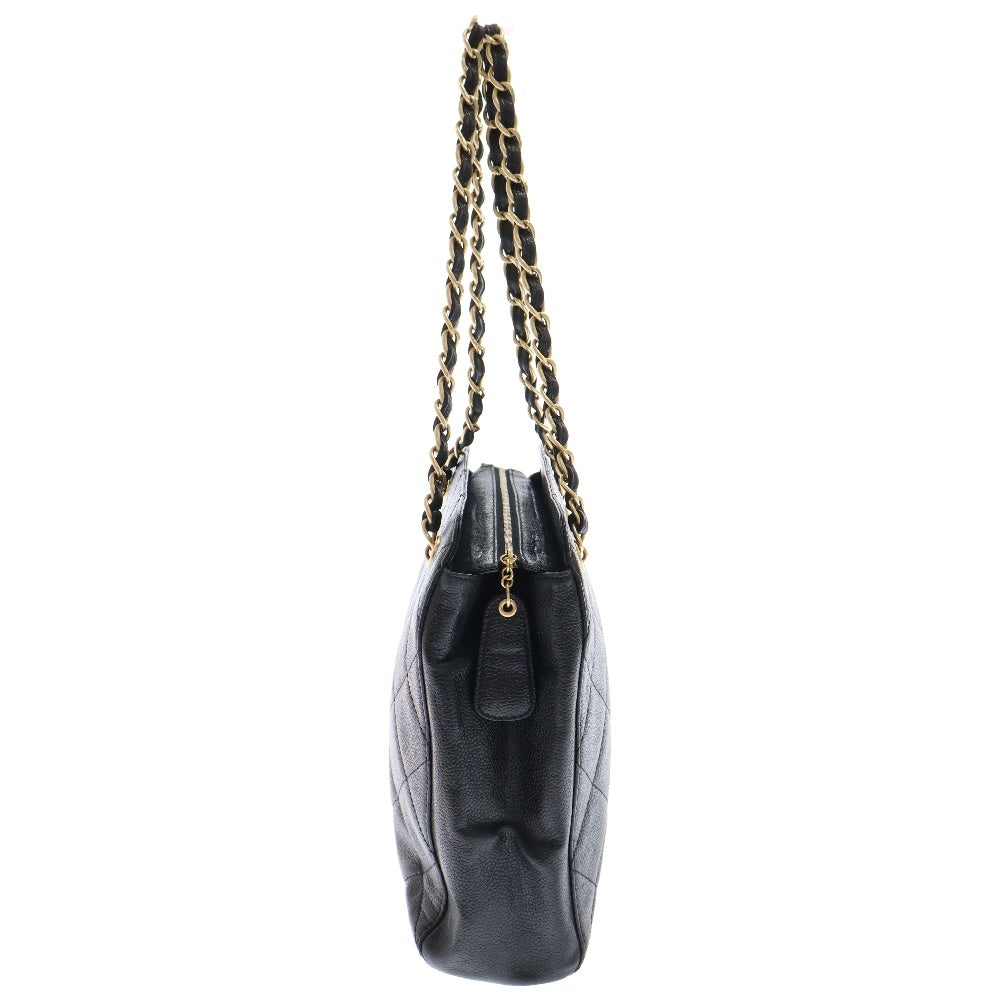 CHANEL(シャネル) マトラッセ キャビアスキン レザーチェーントートバッグ ショルダーバッグ ブラック