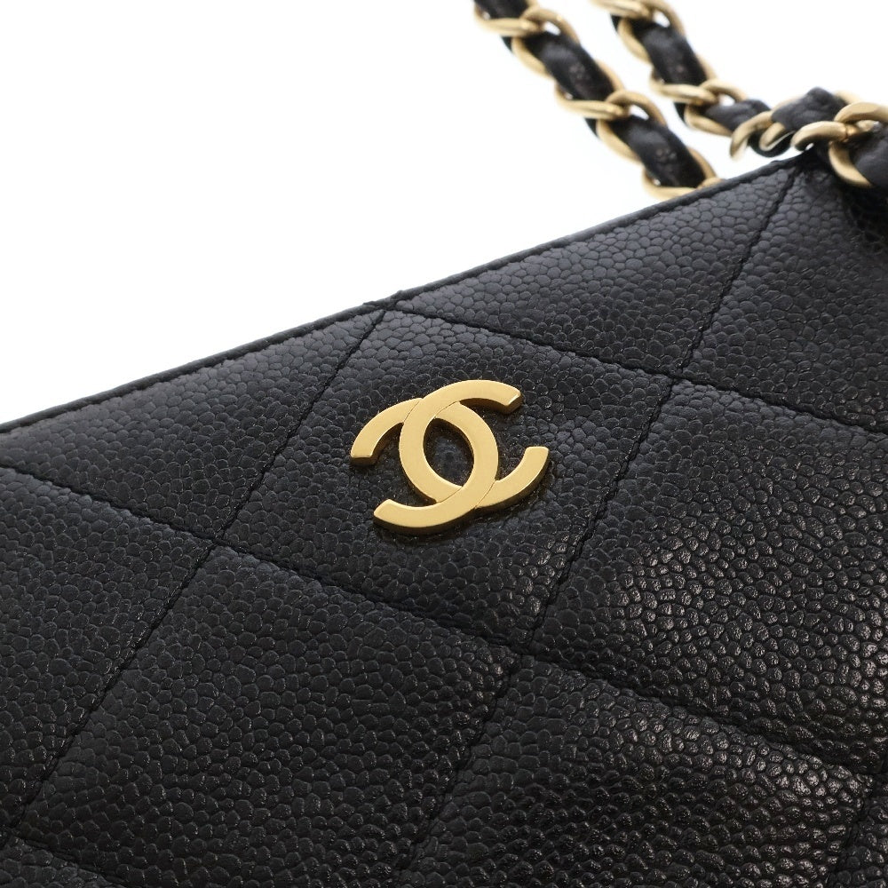 CHANEL(シャネル) マトラッセ キャビアスキン レザーチェーントートバッグ ショルダーバッグ ブラック