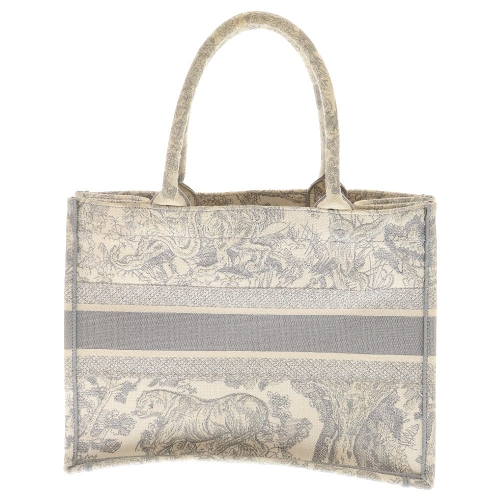 Christian Dior(クリスチャンディオール) ブックトート ミディアム ハンドバッグ グレー アイボリー×キャンバス トワルドゥジュイ エンブロイダリー