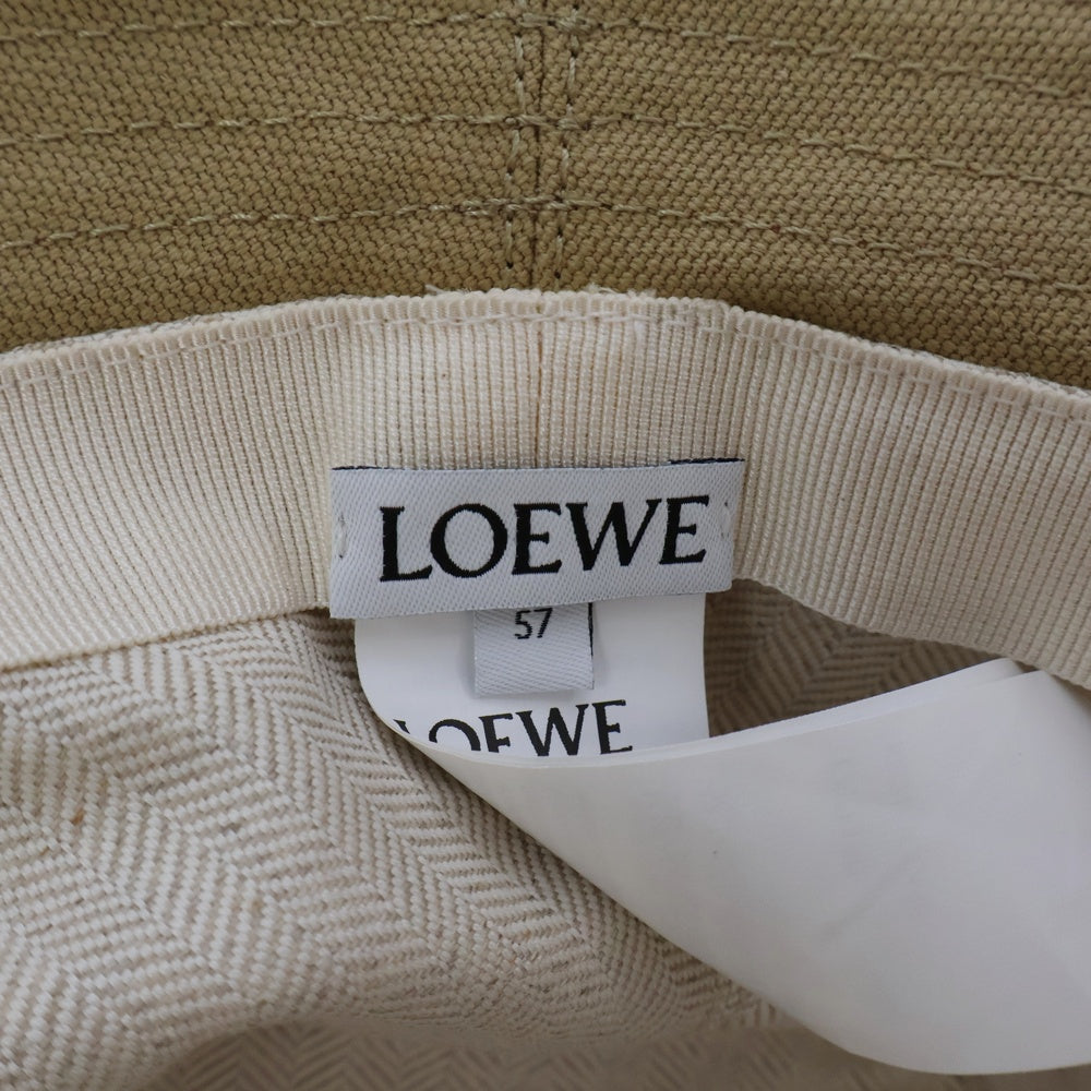 LOEWE(ロエベ) フィッシャーマンハット ロゴ バケットハット ベージュ コットン レディース