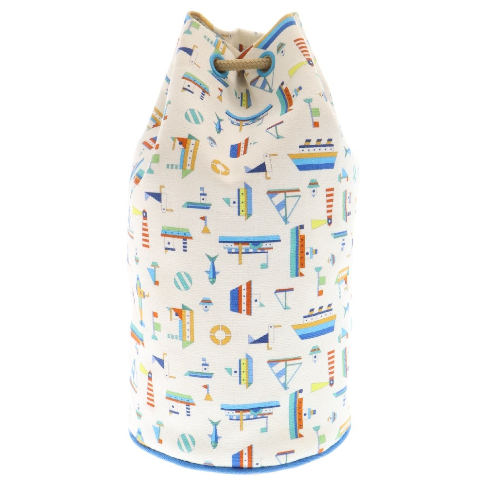 HERMES(エルメス) マリンプリント プティシャルティエ 巾着バッグ ショルダーバッグ ホワイト キャンバス