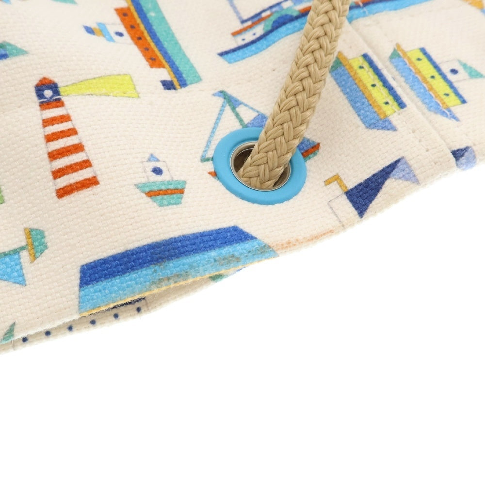 HERMES(エルメス) マリンプリント プティシャルティエ 巾着バッグ ショルダーバッグ ホワイト キャンバス