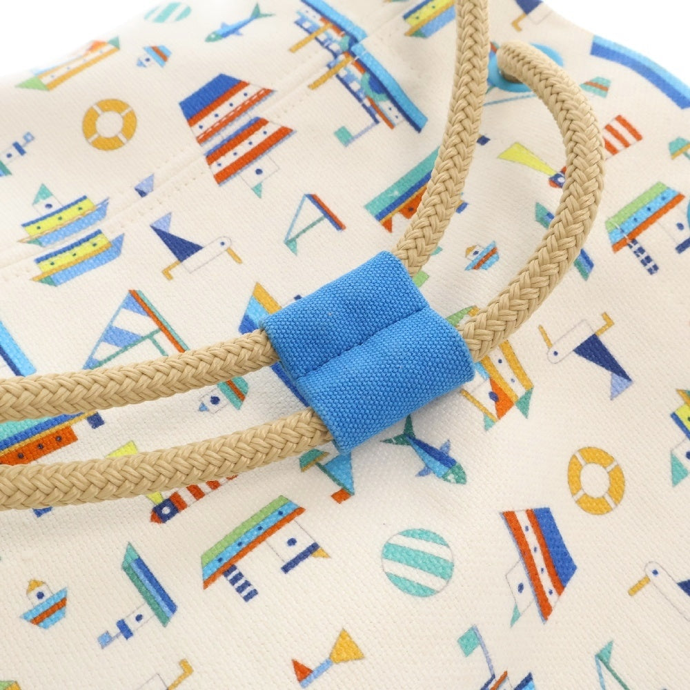 HERMES(エルメス) マリンプリント プティシャルティエ 巾着バッグ ショルダーバッグ ホワイト キャンバス