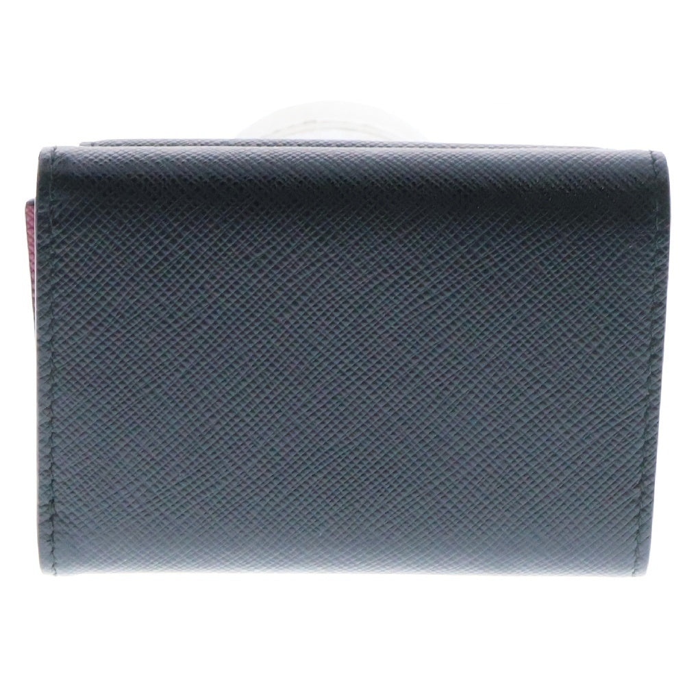 PRADA(プラダ) サフィアーノ 三つ折り財布 ブラック レザー 1MH021 コンパクトウォレット