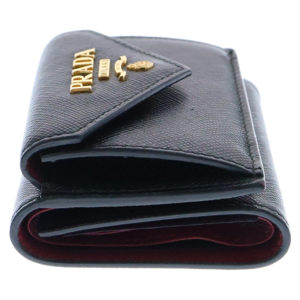 PRADA(プラダ) サフィアーノ 三つ折り財布 ブラック レザー 1MH021 コンパクトウォレット
