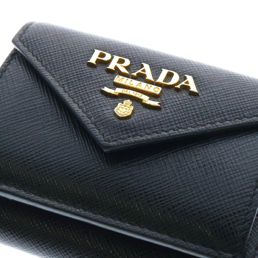 PRADA(プラダ) サフィアーノ 三つ折り財布 ブラック レザー 1MH021 コンパクトウォレット