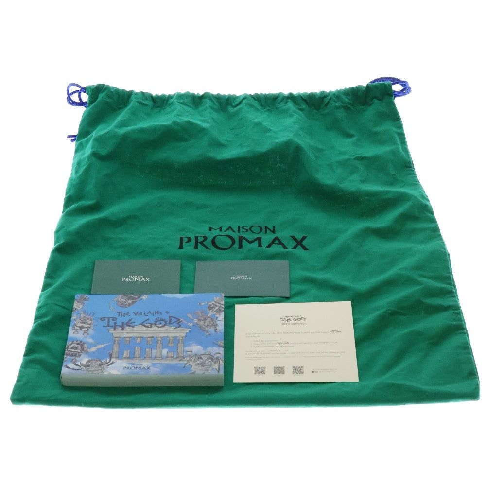 MAISON PROMAX(メゾン プロマックス) THE VILLANS THE GODS 2WAY レザー スタッズ ショルダーバッグ バックパック リュック ブラック×グリーン×イエロー