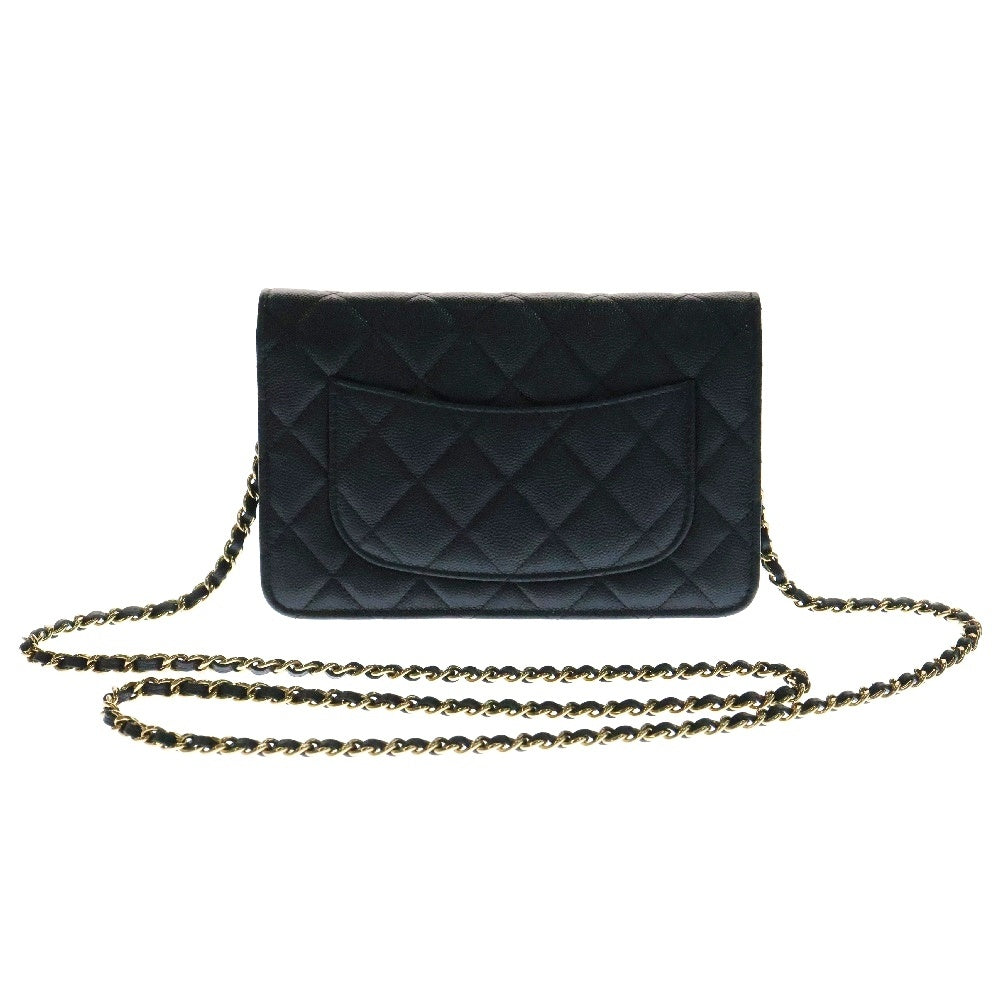 CHANEL(シャネル) ココマーク チェーンウォレット ブラック キャビアスキン ゴールド金具 ショルダーバッグ