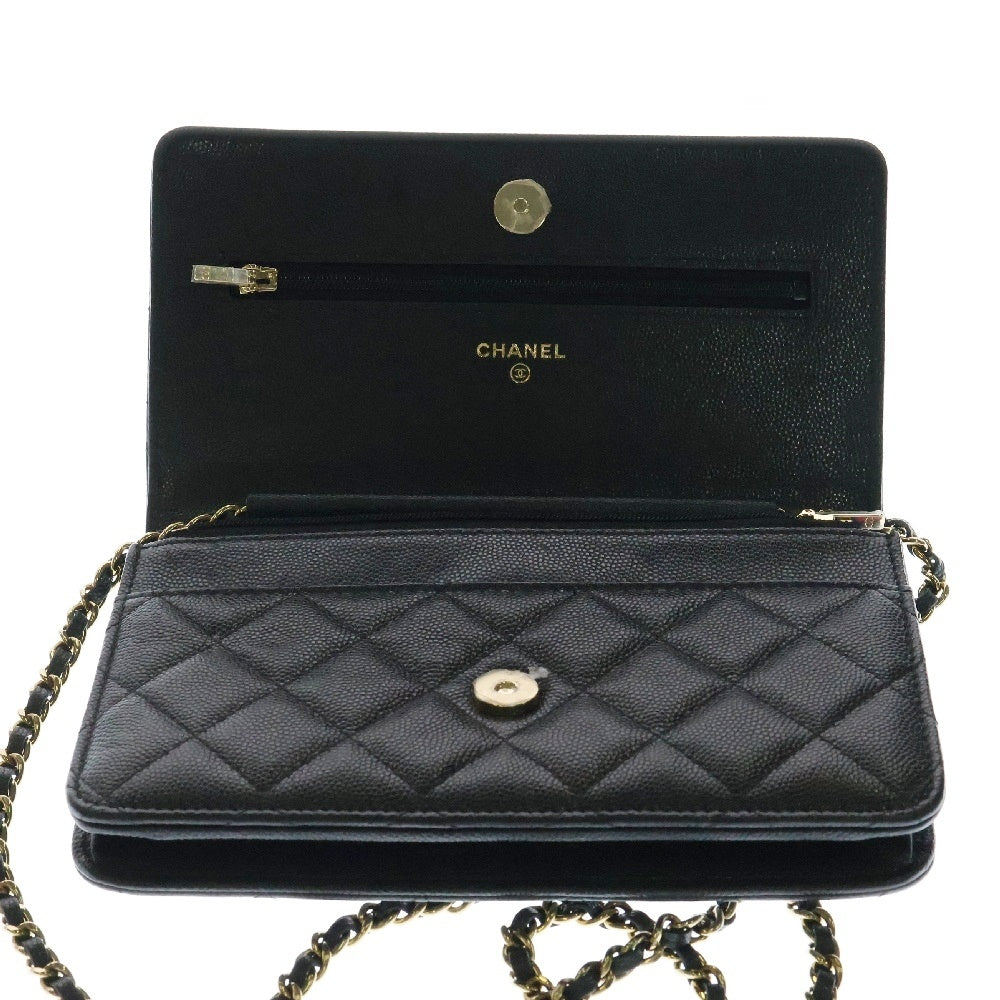 CHANEL(シャネル) ココマーク チェーンウォレット ブラック キャビアスキン ゴールド金具 ショルダーバッグ