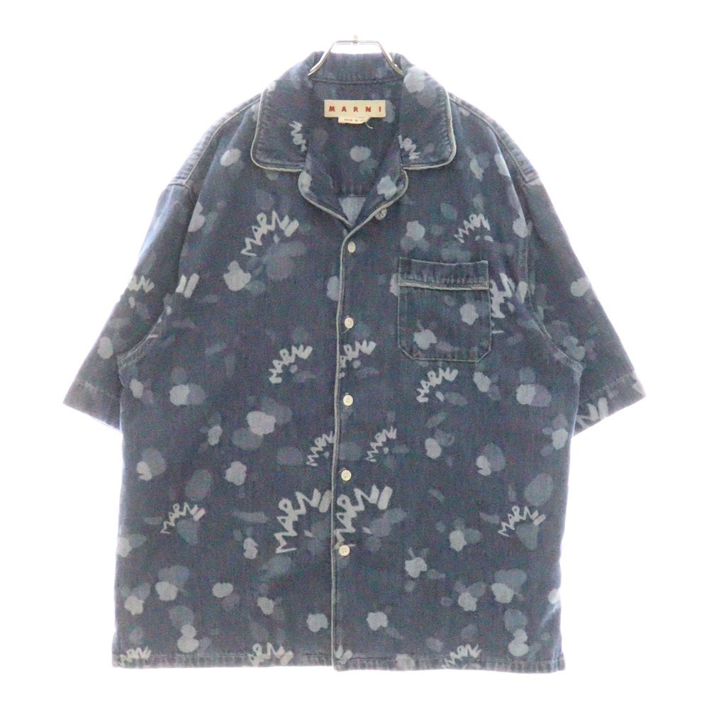 MARNI(マルニ) デニムロゴショートスリーブシャツ 半袖 インディゴ コットン 50 CUJU001711-USCW08