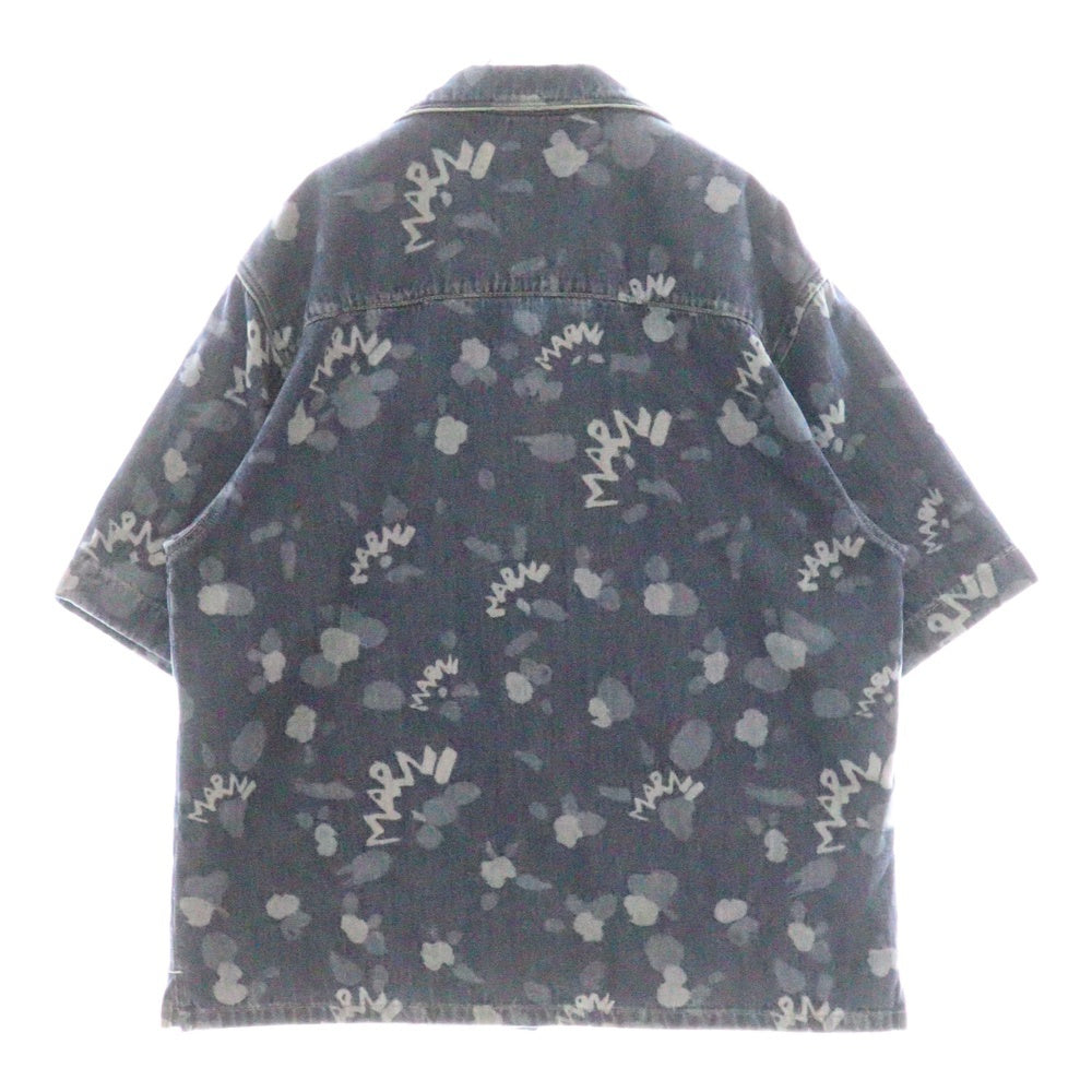 MARNI(マルニ) デニムロゴショートスリーブシャツ 半袖 インディゴ コットン 50 CUJU001711-USCW08