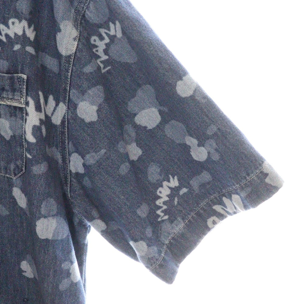 MARNI(マルニ) デニムロゴショートスリーブシャツ 半袖 インディゴ コットン 50 CUJU001711-USCW08
