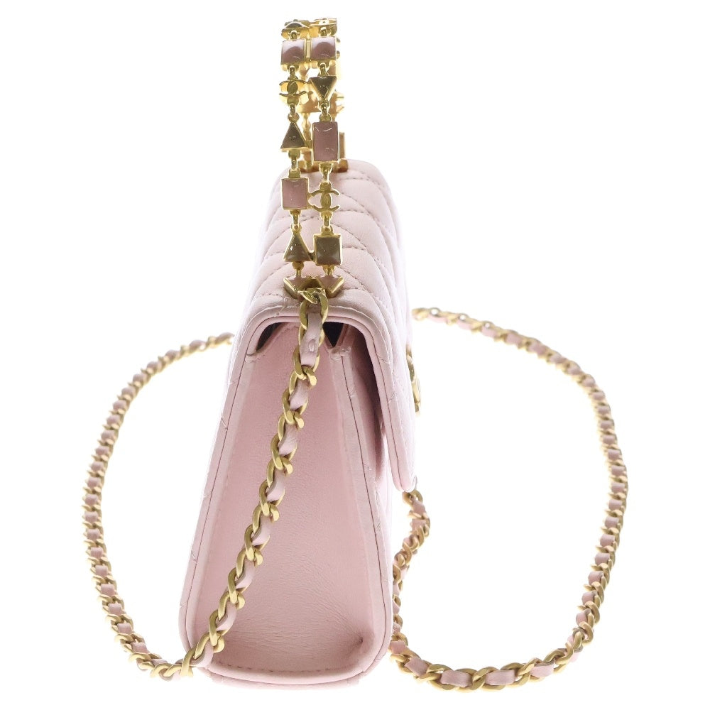 CHANEL(シャネル) マトラッセ ココマーク 2wayチェーンショルダーバッグ ハンドバッグ ピンク ラムスキン ゴールド金具 AP2945