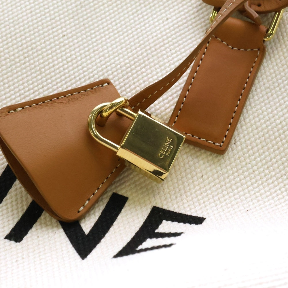 CELINE(セリーヌ) ホリゾンタルカバ ロゴ キャンバストートバッグ ホワイト