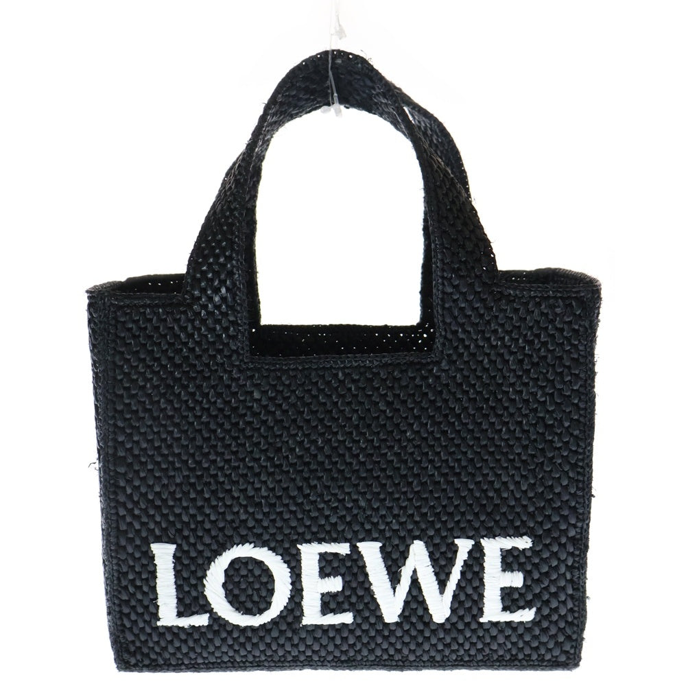 LOEWE(ロエベ) フォント トート ロゴ カゴバッグ ショルダーバッグ ハンドバッグ ブラック ラフィア LO89002