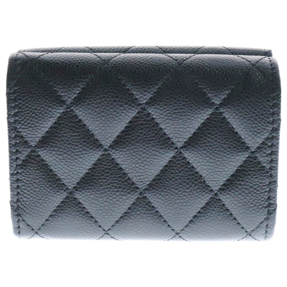 CHANEL(シャネル) マトラッセ 三つ折り財布 ブラック キャビアスキン ゴールド金具 AP0230 コンパクトウォレット