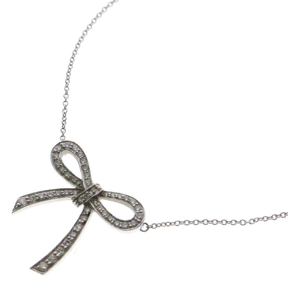 TIFFANY&Co(ティファニー) ボウ リボンモチーフ ダイヤネックレス Pt950 プラチナ ジュエリー ペンダント