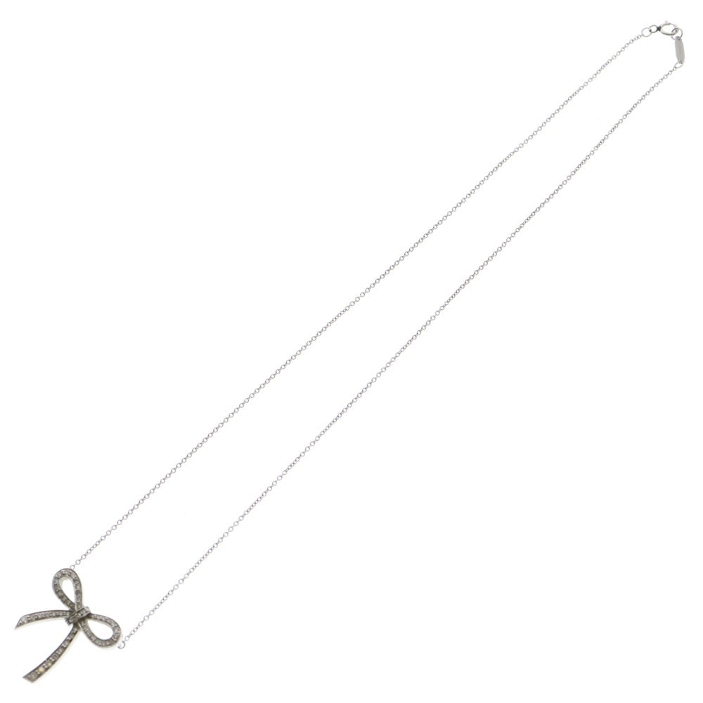 TIFFANY&Co(ティファニー) ボウ リボンモチーフ ダイヤネックレス Pt950 プラチナ ジュエリー ペンダント