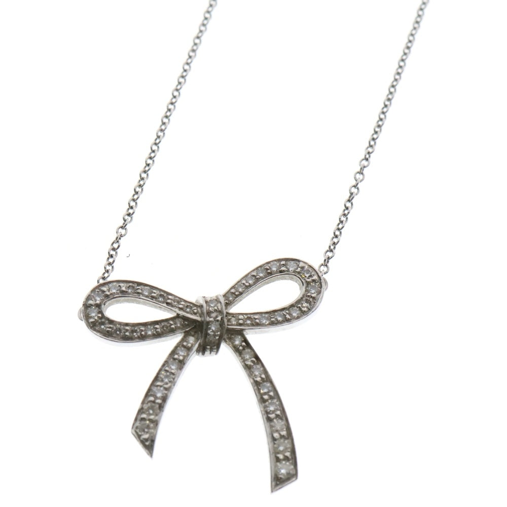 TIFFANY&Co(ティファニー) ボウ リボンモチーフ ダイヤネックレス Pt950 プラチナ ジュエリー ペンダント