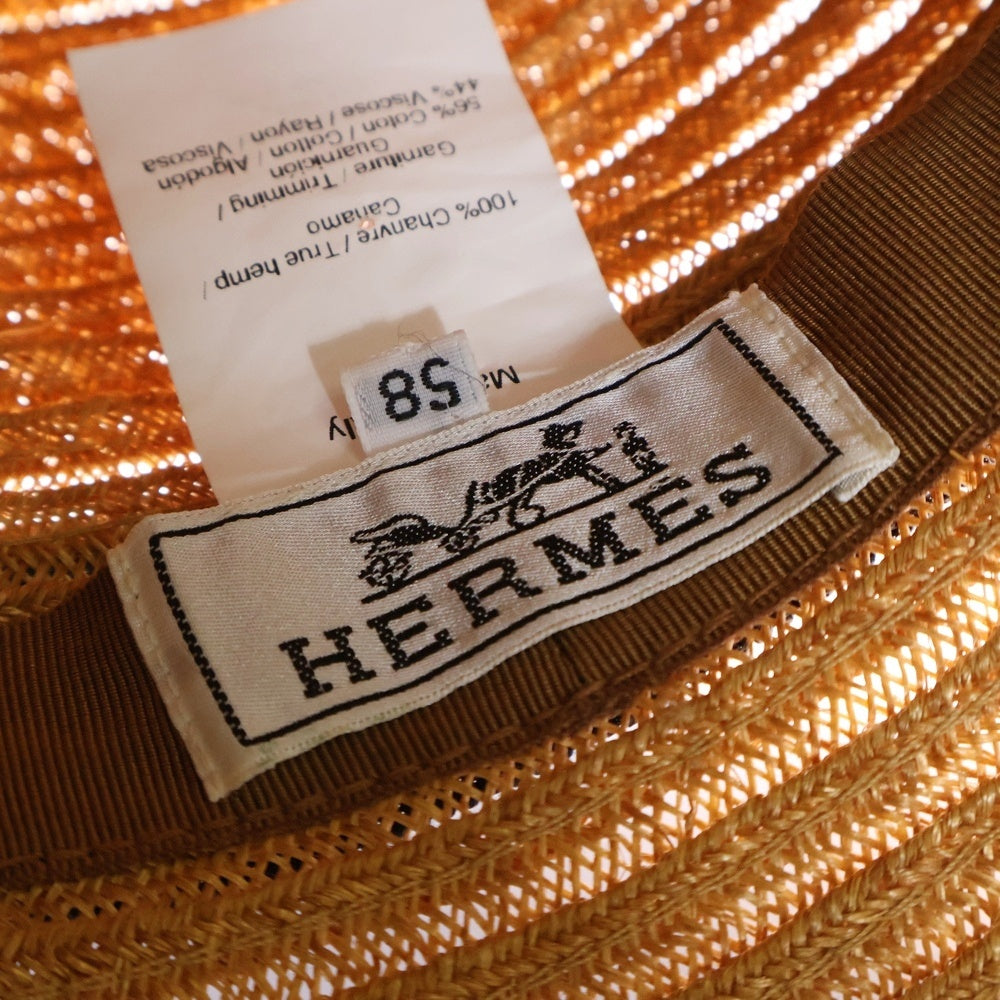 HERMES(エルメス) 麦わら帽子 ハット ブラウン サイズ58